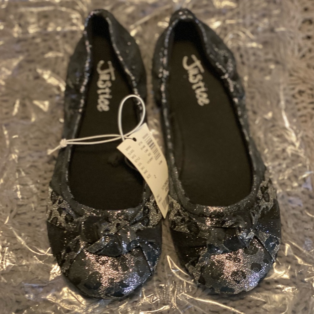 Justice shimmery flats